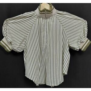 entro medium Entro Striped Puff Sleeve Top Knit Short Sleeve Women Size M